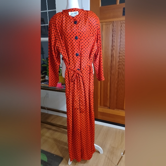 Vintage Red And Black Polka Dot Jumpsuit - Picture 2 of 7